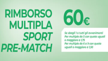 Rimborso multipla sport prematch Betflag