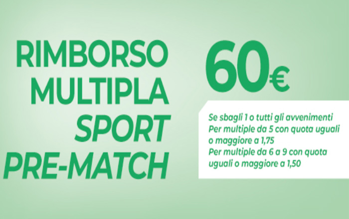 Rimborso multipla sport prematch Betflag