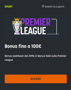 Bonus Sport premier league Snai