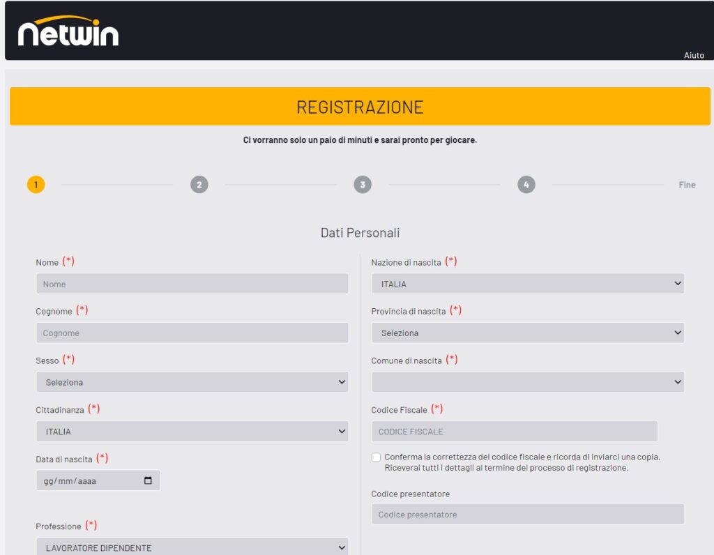 netwin registrazione