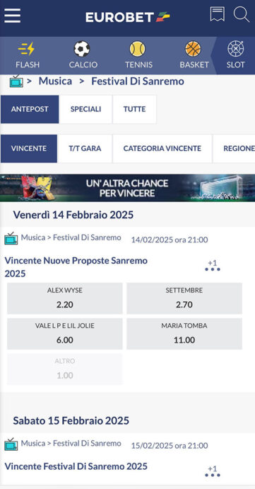 mercati scommesse Sanremo